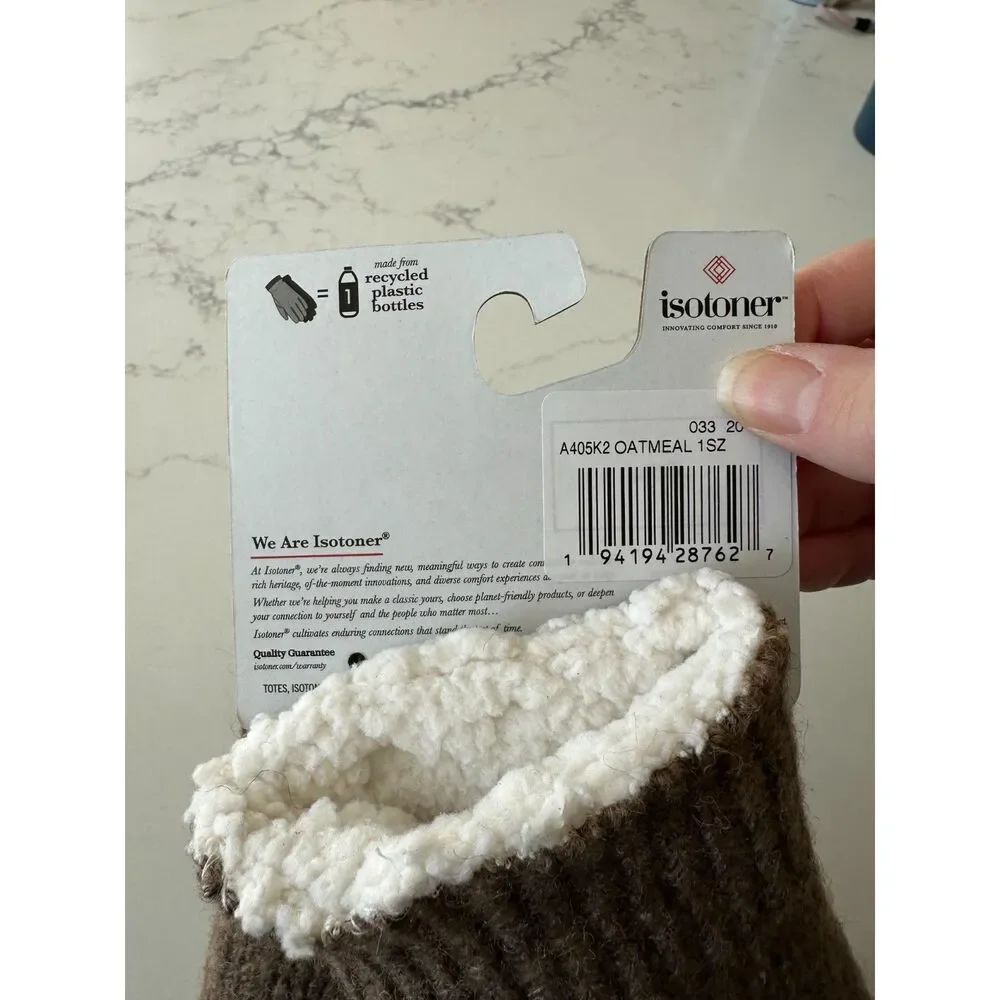 NWT Isotoner Knit Sherpa Lined Mittens Oatmeal Women's One Size